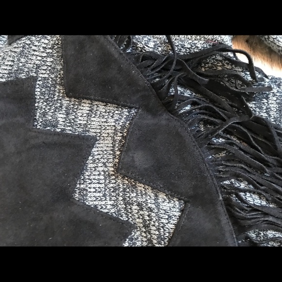 Vtg Pioneer wear sweater suede fringe leather country weatern - Picture 7 of 8